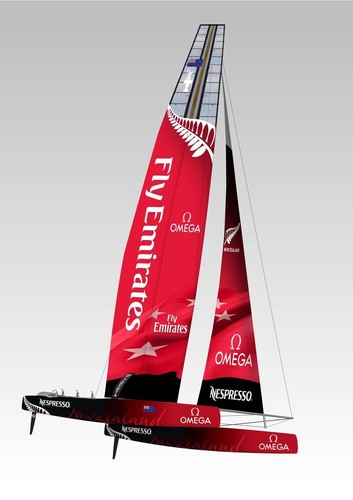 Emirates Team NZ AC72 livery includes new sponsor Nespresso © Emirates Team New Zealand http://www.etnzblog.com